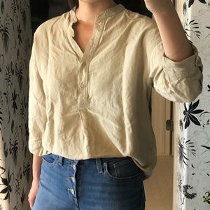 Uniqlo Tan Rayon-Flax Tunic
